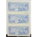 UNC-3x  T.W De Jongh R2 Notes with consecutive  sequential serial numbers-UNCIRCULATED TRIO