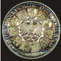 Bundesrepubliek Deutschland  1000(!) Proof Silver medallion spectacularly toned-15 grams