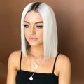 2018 new Fashion Middle Length Straight Layered blond Hair Wigs for Women + Wig Cap