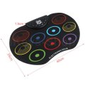 Portable Electronic Digital USB 9 Pads Colorful Roll up Set Silicone Electric Drum Kit with Drumsti