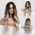 Long Wavy Synthetic Wigs Middle Part Natural Hair Wigs For Women Cosplay Wigs Heat Resistant Fiber (