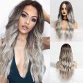 Long Wavy Synthetic Wigs Middle Part Natural Hair Wigs For Women Cosplay Wigs Heat Resistant Fiber (