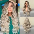 Blonde Long Curly Hair Wig Long Blonde Wigs for Women Synthetic Curly Hair with Dark Roots Middle Pa
