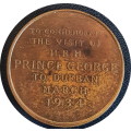 1934 Prince George visit to Durban commemorative medallion