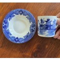 BURLEIGHWARE Blue Willow pattern Demitasse coffee cup and saucer 1930`s