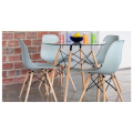 5 Piece Glass Table and Grey Wooden Leg Chairs