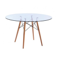 5 Piece Glass Table and Grey Wooden Leg Chairs