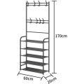 Multi-functional 5-Tier Coat & Shoe Shelf Rack Organizer with Hooks