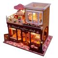 Miniature Wooden DIY Doll House with Furniture (Coffee Shop)