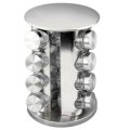Stainless Steel Rotating Spice Display Rack with 16 Jar Bottles - Square