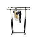 Double Layer Cloths Hanging Rail Rack with Wheels [Second hand]