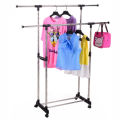 Double Layer Cloths Hanging Rail Rack with Wheels [Second hand]