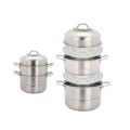 Stainless Steel Multi layer Steamer Cookware Pot with 2 Steamer Plate