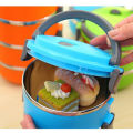 3 Layers Stainless Steel Insulated Lunch Box Food Container with Lock Clip - Blue