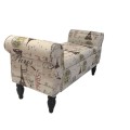 Hazlo Double Chaise Ottoman Bench with Storage - Paris Print Design