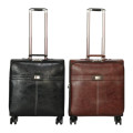 Faux Leather Trolley Travel Cabin Laptop Briefcase Luggage Bag - Black