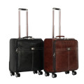 Faux Leather Trolley Travel Cabin Laptop Briefcase Luggage Bag - Black