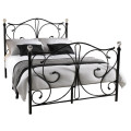 Hazlo Safira Metal Bed with Headboard and Footboard - Black Double