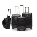 4 Piece PU Leather Vintage Trolley Luggage Bag Set (Duffle bag) - Black