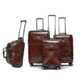 Hazlo 4 Piece PU Leather Vintage Trolley Luggage Bag Set (Duffle bag) Black