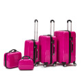 4 Piece ABS+PC Hard Luggage Trolley Suitcase Bag - Pink - Please Read