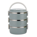 3 Layers Insulated Stainless Steel Lunch Box Food Container with Lock Clip - Blue