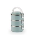 3 Layers Insulated Stainless Steel Lunch Box Food Container with Lock Clip - Blue