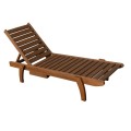 Hazlo Wooden Outdoor Sun Pool Lounger Beach Chair with Pull out Tray (Solid wood)