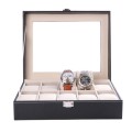 Hazlo PU Leather Watch Display Storage Case Box Organizer - 10 Grid Compartment