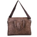 PU Leather Laptop Briefcase Shoulder Carry Bag - Brown