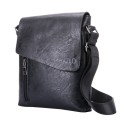 Faux Leather Shoulder Sling Bag - Black