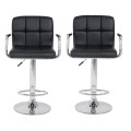 Hazlo Modern Adjustable Swivel Faux Leather Kitchen Bar Stool Chair (Set of 2)