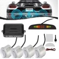 Car Reverse Parking Sensor Assistant - Includes 4 Sensors and LED monitor - Silver