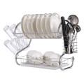 Two Tier Kitchen Dish Rack Holder (Chrome plated) Silver & White [second hand]