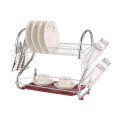 Comfeto Wares Two Tier Kitchen Dish Rack Holder (Chrome plated) Silver & White