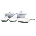 7 Piece Cast Iron Enamel Cookware Pot Set - PINK