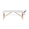 Hazlo Premium Portable Massage Table Bed 2 section (Wooden) - White