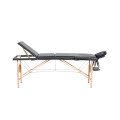 Hazlo Premium Portable Massage Table Bed - 3 Section (Wooden) - Black
