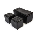 3-Piece Faux Leather Storage Ottoman Set - Black