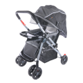 Baneen Baby Stroller Pram with Lift Up Foot Rest and Reversible handle - Grey Black (RTS-0195)