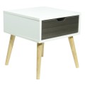 Hazlo Wooden Nightstand Bed Side Table with Storage Drawer - Oak White