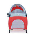 Baby Cot Crib with Diaper Changer, Net, Toys, Canopy, Wheels and Game Entrance - Red