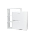 Hazlo Two Compartment Shoe Storage Cabinet With 3 Display Shelves White