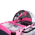 Baneen Baby Cot Crib with Diaper Changer, Net, Toys, Canopy, Wheels and Game Entrance - Light Pink
