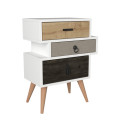 Hazlo Tri Colour Nightstand Side Table Pedestal With Three Drawers
