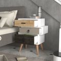 Hazlo Tri Colour Nightstand Side Table Pedestal With Three Drawers