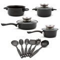 Alpine Gray 13 Piece Iron Non Stick Cookware Pot set - Black