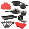 Alpine Gray 19 Piece Iron Non Stick Cookware Pot set - Black