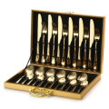 24 PIECE STAINLESS STEEL CUTLERY SET  GOLD IN COLOUR  SERVES 6