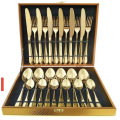 24 PIECE STAINLESS STEEL CUTLERY SET / GOLD IN COLOUR